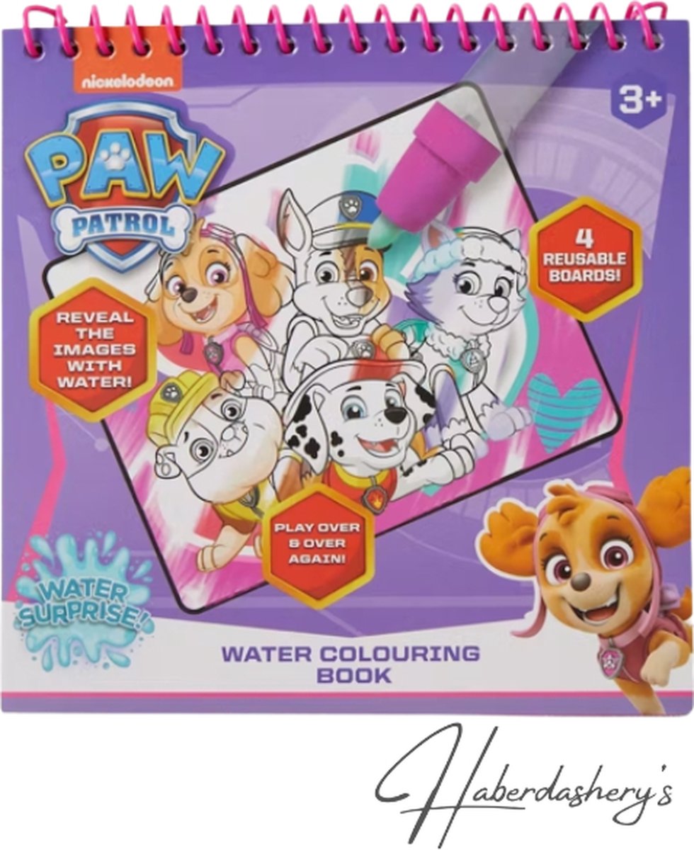 Waterkleurboek + Waterpen– Paw Patrol M – herbruikbare borden & geen gesmeer – schoencadeautjes sinterklaas